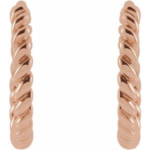 87586 / Earring / 14K Rose / 11 Mm / 1.65 Mm / Pair / Hinged / Polished / Twisted Rope Hoop Earrings
