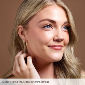 20270 / Earring / 14K Rose / 13 Mm / 2 Mm / Pair / Catch / Polished / Round Tube Hoop Earrings