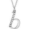 85803 / Necklace / Set / 14K White / Initial B / Natural Diamond / Round / 1 Mm / I1