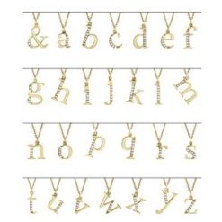 85803 / Necklace / Set / 14K Yellow / Initial S / Natural Diamond / Round / 1 Mm / I1