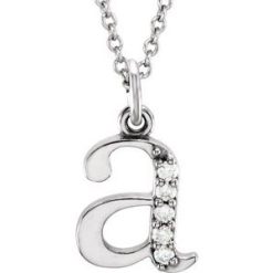 G-H :: 0.025 Ctw / 16 In / Polished / .025 Ctw Natural Diamond Initial Necklace