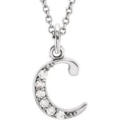 85803 / Necklace / Set / 14K White / Initial C / Natural Diamond / Round / 1 Mm / I1