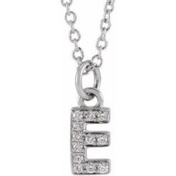 653725 / Necklace / Set / 14K White / Initial E / Natural Diamond / Round / .85 Mm / I1