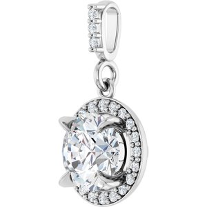 G-H / Polished / 1 1/8 Ctw Lab-Grown Diamond Halo-Style Pendant