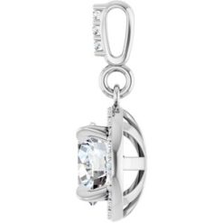 86679 / Pendant / Set / 14K White / Round / Lab-Grown Diamond / 6.5Mm :: 1 1/8 Ctw / Lab-Grown Diamond / Si1-Si2