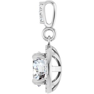 86679 / Pendant / Set / 14K White / Round / Lab-Grown Diamond / 6.5Mm :: 1 1/8 Ctw / Lab-Grown Diamond / Si1-Si2
