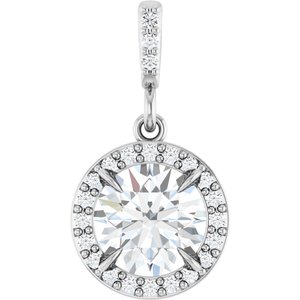 86679 / Pendant / Set / 14K White / Round / Lab-Grown Diamond / 6.5Mm :: 1 1/8 Ctw / Lab-Grown Diamond / Si1-Si2