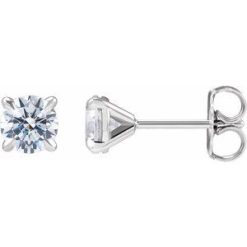 688988 / 14K White / Set / Round / Lab-Grown Diamond / Pair / 5Mm :: 1 Ctw / Si1-Si2