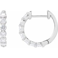 688989 / Earring / Set / 14K White / Lab-Grown Diamond / Round / 17 Mm / 2 Mm / 2.6Mm :: 1 Ctw / Si1-Si2