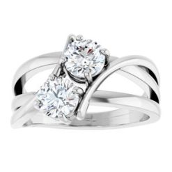123228 / Ring / Set / 14K White / Lab-Grown Diamond / Round / 5.2 Mm / Polished / 1 Ctw Lab-Grown Diamond 2-Stone Ring