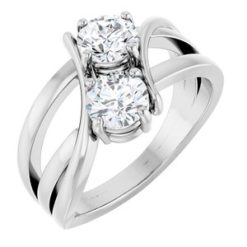 123228 / Ring / Set / 14K White / Lab-Grown Diamond / Round / 5.2 Mm / Polished / 1 Ctw Lab-Grown Diamond 2-Stone Ring