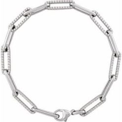 Brc914 / Bracelet / Set / 14K White / Round / Natural Diamond / Natural Diamond / 1.1Mm :: 1 Ctw / I1