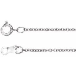 Ch1015 / 14K White / Cable / 1 Mm / 16-18 In / Spring Ring / Polished / Adjustable Cable Chain