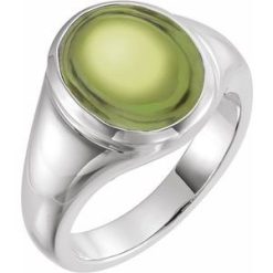 71400 / Ring / Set / 14K White / Natural Peridot / Oval / 10 X 8 Mm / Polished / Natural Peridot Ring