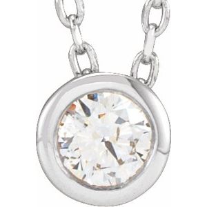 88111 / Necklace / Set / 14K White / Round / Lab-Grown Diamond / 3Mm :: 1/10 Ct / Si1-Si2
