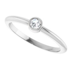 124640 / Ring / Set / 14K White / Natural Diamond / Round / 3 Mm / Polished / 1/10 Ct Natural Diamond Solitaire Rose-Cut Stackable Ring