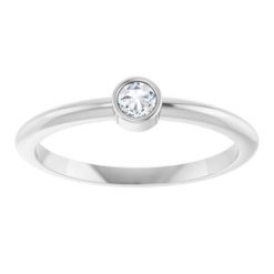 124640 / Ring / Set / 14K White / Natural Diamond / Round / 3 Mm / Polished / 1/10 Ct Natural Diamond Solitaire Rose-Cut Stackable Ring