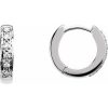 67154 / Earring / Set / 14K White / Natural Diamond / Round / 12.4 Mm / 2.4 Mm / 1.2Mm :: .05 Ctw / Each / Hinged / Polished / .05 Ctw Natural Diamond Hinged Hoop Earring