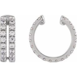 688881 / Earring / Set / Lab-Grown Diamond / Round / 1.4 Mm / 14K White / Each / Polished / 1/2 Ctw Lab-Grown Diamond Cuff Earring