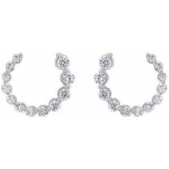 688818 / Earring / Set / 14K White / 12 X 12 Mm / Lab-Grown Diamond / Round / 2.1Mm :: 1/2 Ctw / Pair / Friction Backs Included / Polished / 1/2 Ctw Lab-Grown Diamond Front-Back Earrings