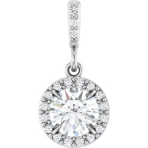 86679 / Pendant / Set / 14K White / Round / Lab-Grown Diamond / 5.2Mm :: 1/2 Ctw / Lab-Grown Diamond / Si1-Si2