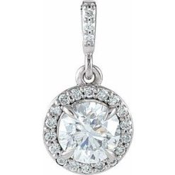 86679 / Pendant / Set / 14K White / Round / Lab-Grown Diamond / 6Mm :: 7/8 Ctw / Lab-Grown Diamond / Si1-Si2