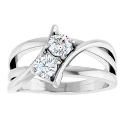 123228 / Ring / Set / 14K White / Lab-Grown Diamond / Round / 4.1 Mm / Polished / 1/2 Ctw Lab-Grown Diamond 2-Stone Ring