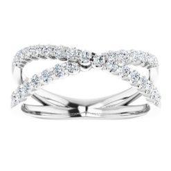 653010 / Ring / Set / 14K White / Lab-Grown Diamond / Round / Lab-Grown Diamond / Polished / 1/2 Ctw Lab-Grown Diamond Criss-Cross Ring