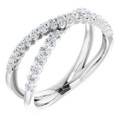 653010 / Ring / Set / 14K White / Lab-Grown Diamond / Round / Lab-Grown Diamond / Polished / 1/2 Ctw Lab-Grown Diamond Criss-Cross Ring