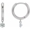 688808 / Earring / Set / Natural Diamond / Round / 3.5 Mm / 14K White / Pair / Hinged / Polished / 1/3 Ctw Drilled Natural Diamond Hinged Hoop Earrings