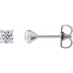 688988 / 14K White / Set / Round / Lab-Grown Diamond / Pair / 3.5Mm :: 1/3 Ctw / Si1-Si2