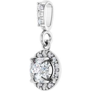 G-H / Polished / 1/3 Ctw Lab-Grown Diamond Halo-Style Pendant