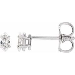 1875 / 14K White / Set / Marquise / Natural Diamond / Pair / 5 X 2.5Mm :: 1/3 Ctw / I1