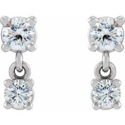 87657 / Earring / Set / Natural Diamond / Round / 3 Mm / 14K White / Natural Diamond / Pair / Friction Backs Included / Polished / 1/3 Ctw Natural Diamond Articulated Dangle Earrings
