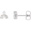 29203 / Earring / Set / Natural Diamond / Round / 3 Mm / 14K White / Pair / Friction Backs Included / Polished / 1/3 Ctw Rose-Cut Natural Diamond 3-Stone Earrings
