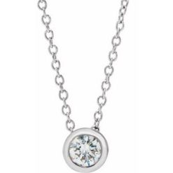 653706 / Necklace / Set / 14K White / Round / Lab-Grown Diamond / 4Mm :: 1/4 Ctw / Si