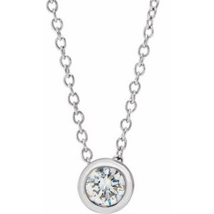 653706 / Necklace / Set / 14K White / Round / Lab-Grown Diamond / 4Mm :: 1/4 Ctw / Si