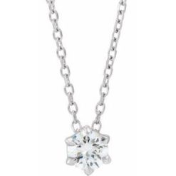 87126 / Necklace / Set / 14K White / Round / Lab-Grown Diamond / 4Mm :: 1/4 Ct / Vs