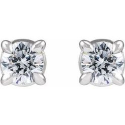 G-H / Friction / Friction Backs Included / 4-Prong / Polished / 1/4 Ctw Lab-Grown Diamond 4-Prong Claw Cocktail Style Stud Earrings