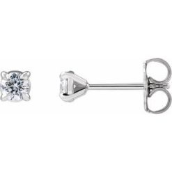 688988 / 14K White / Set / Round / Lab-Grown Diamond / Pair / 3.2Mm :: 1/4 Ctw / Si1-Si2