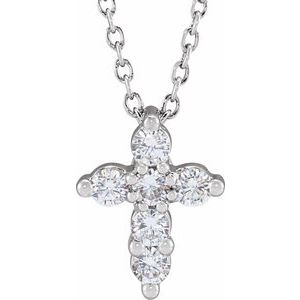 R50011 / Necklace / Set / 14K White / Round / Lab-Grown Diamond / 2.2Mm :: 1/4 Ctw / Si