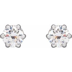 G-H / Friction / Friction Backs Included / 6-Prong / Polished / 1/4 Ctw Lab-Grown Diamond 6-Prong Wire Basket Earrings