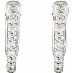 H+ / Pair / Hinged / Polished / 1/4 Ctw Natural Diamond Inside-Outside Hinged Hoop Earrings