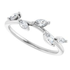 122971 / Ring / Set / 14K White / Lab-Grown Diamond / Marquise / 4 X 2 Mm / Lab-Grown Diamond / Polished / 1/3 Ctw Lab Grown Diamond Leaf Ring