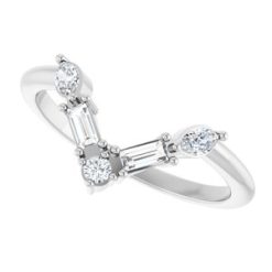 124639 / Ring / Set / 14K White / Lab-Grown Diamond / Marquise / 2 Mm / Lab-Grown Diamond / Polished / 1/4 Ctw Lab Grown Diamond Multi-Stone V Bar Ring