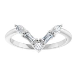 124639 / Ring / Set / 14K White / Lab-Grown Diamond / Marquise / 2 Mm / Lab-Grown Diamond / Polished / 1/4 Ctw Lab Grown Diamond Multi-Stone V Bar Ring