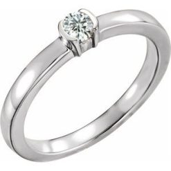 71354 / Ring / Set / 14K White / Natural Diamond / Round / 3.5 Mm / Polished / 1/5 Ct Natural Diamond Stackable Family Ring