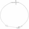 651343 / Bracelet / Sterling Silver / Set / Imitation White Cubic Zirconia / Round / 1.5 Mm / 16 X 11 Mm / 7-8 In / Polished / Sideways Cross Bracelet