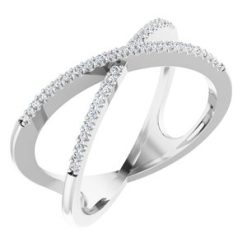 651752 / Ring / Set / 14K White / Natural Diamond / Round / .95 Mm / Natural Diamond / Polished / 1/6 Ctw Natural Diamond Criss-Cross Ring