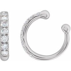 688811 / Earring / Set / Natural Diamond / Round / 1.6 Mm / 14K White / Each / Polished / 1/6 Ctw Natural Diamond Ear Cuff